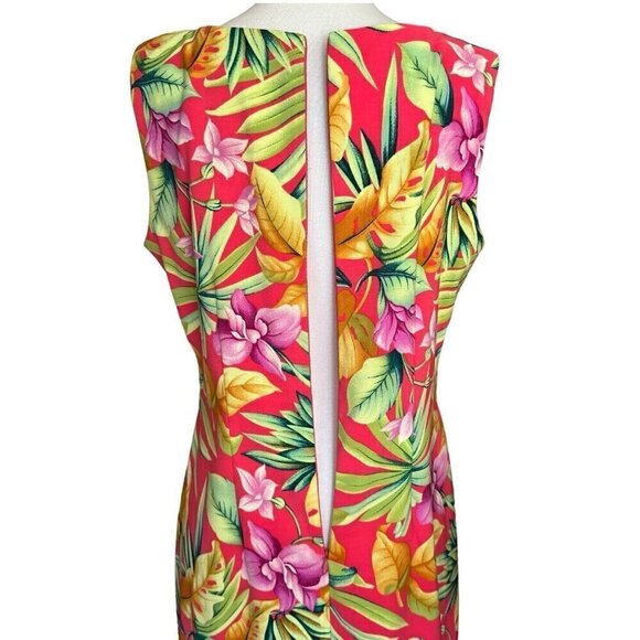 Vintage Ronnie Nicole by Ouida Floral Round Neck Sleeveless Sheath Dress Sz 8 - Picture 5 of 10